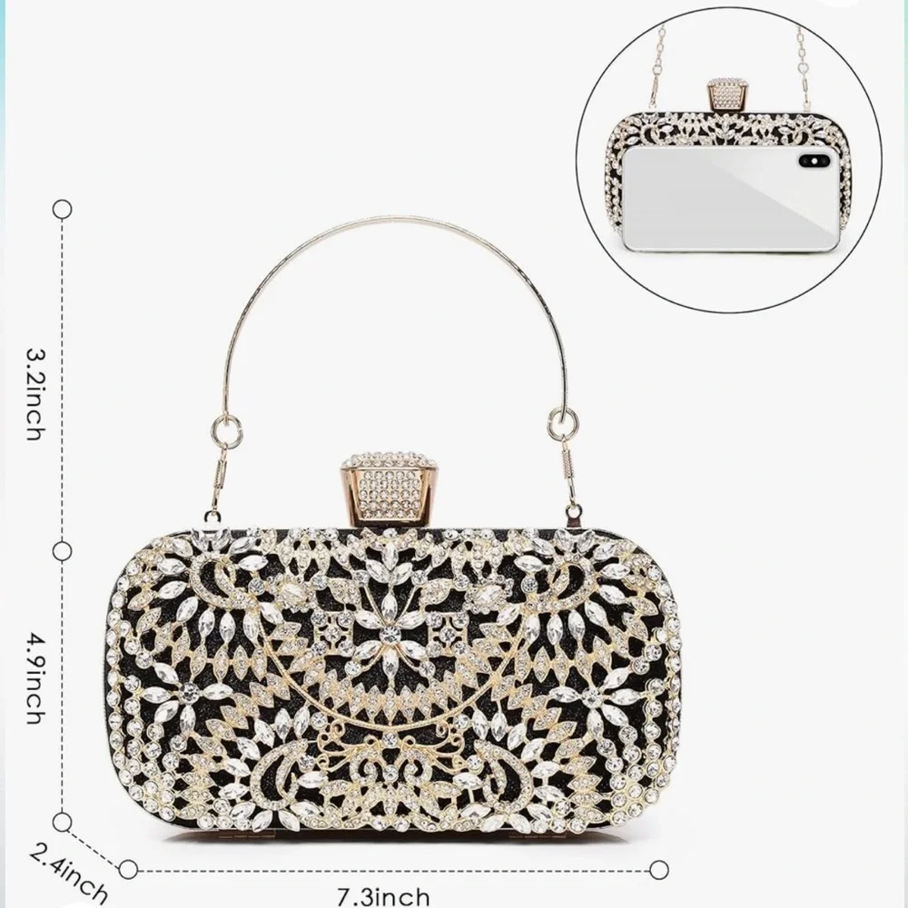 Crystal Black & Gold Evening Bag